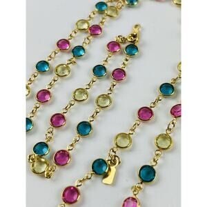 Set Necklace Bracelet Crystal Open Bezel Swarovski w/Swan Tag logo Pink Green Go